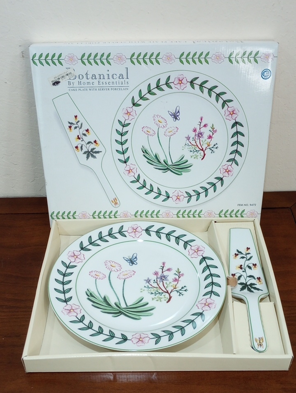 Godinger Botanical Porcelain Floral Cake Plate With Server - Vintage!